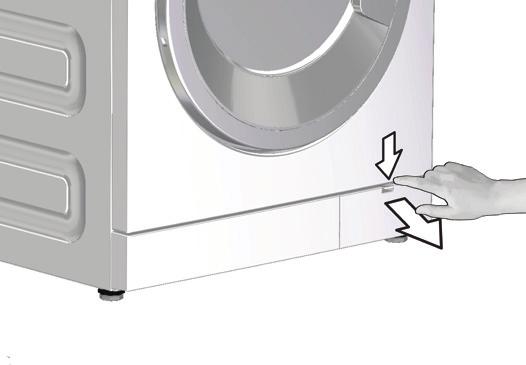 4.7.5 Tömma ut kvarvarande vatten och rengöra pumpfiltret Filtersystemet i din maskin förhindrar att fasta föremål, såsom knappar, mynt och textilfibrer sätter igen pumppropellern under tömning av