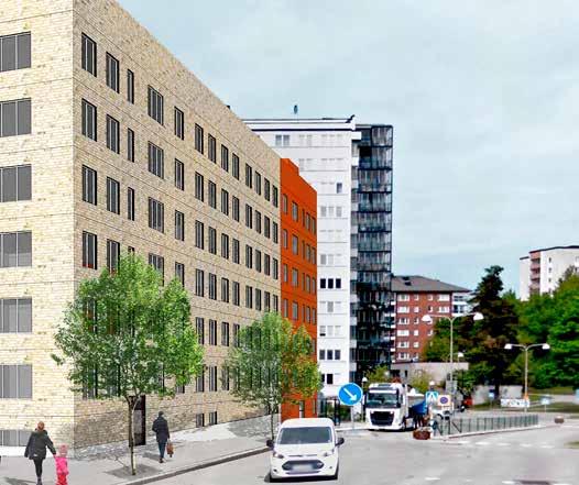 De flesta lägenheter har balkong mot husets innergård och är ettor och tvåor, men det byggs också cirka 20 fyror.