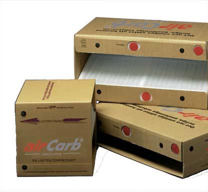 Molekylärfiltrering Gasfilter aircarb /airsorb Stor adsorbentmängd i kompakt modul Dammfria pellets, aktivt kol och CamPure Mycket hög verkningsgrad Bidrar inte till bakterietillväxt Lätthanterliga