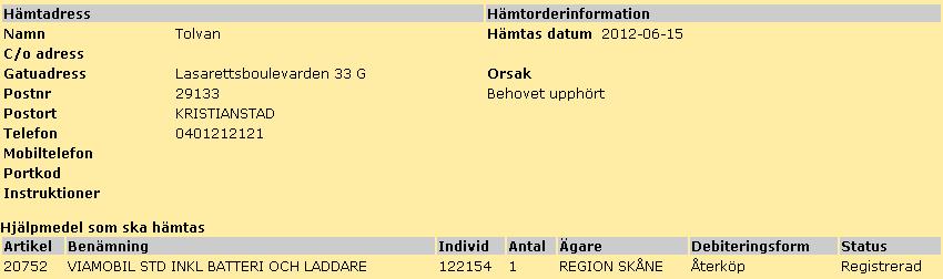 10 Markera i kolumnen längst till höger vilka artiklar som skall hämtas.