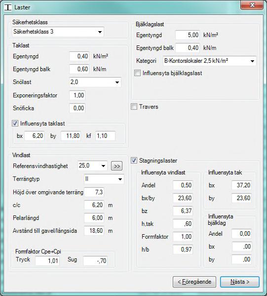 caeec302 Pelare stål Sidan 14(24) 2.2.2 Laster Här är det mesta genererad data, men värdena går även att ändra på.