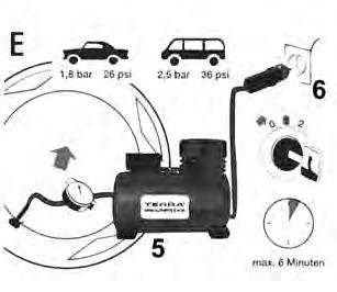 Hjul, däck, bromsar 04-6 fortsätta färden. Om minimivärdet fortfarande indikeras q korrigeras däcks-trycket i enlighet med däckstryckskylten i gasolkofferten.