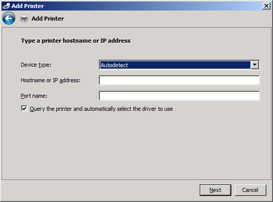 10. Skriv MFP-skrivarnamnet eller IP-adressen i textrutan Hostname or IP address (Värdnamn eller IP-adress) under Type a printer hostname or IP address (Skriv ett skrivarvärdnamn eller en IP-adress)