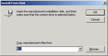 11. Klicka på Have Disk (Disk finns) under Install the print driver (Installera skrivardrivrutin). 12. Klicka på Bläddra i dialogrutan Installera från disk. 13. Bläddra till och välj.