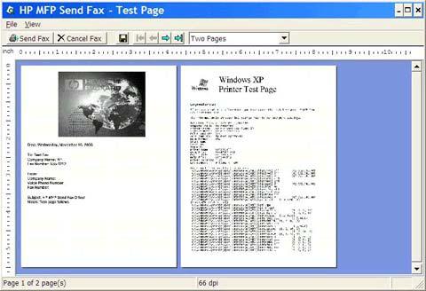 11. Om du valt Visa förhandsgranskning innan fax skickas på fliken Inställningar visas en förhandsgranskning av faxet. Kontrollera att faxet är korrekt. OBS!
