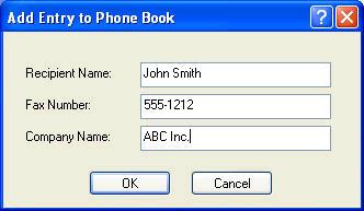 Öppna dialogrutan Add Entry to Phone Book (lägg till post i telefonbok) genom att klicka på Add Entry (lägg till post) i dialogrutan Edit Phone Book (redigera