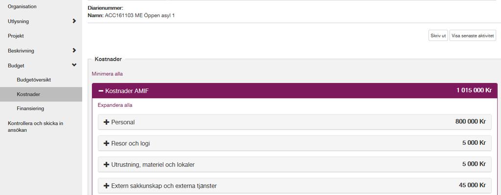 Observera att: Du får fram nya rader genom att klicka på + Lägg till ny rad.