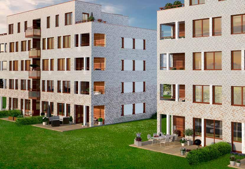 Ett bekvämt & trivsamt boende Brf Miniatyrrosen består av två byggnader om fem våningar och med 13 bostadsrätter i vardera byggnad.