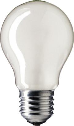 EL Allmänbrukslampor Philips Philips Normallampor, matta skakstarka A-form Skakstark lampa med s.k A-form för extra krävande användningsområden.