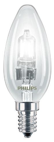 EL Halogenlampor Radium Philips Halogenlampa Radium C EcoPlus kron Halogenlampa med den klassiska kronljusformen som ger ett klart, vitt, krispigt ljus, 2700K.