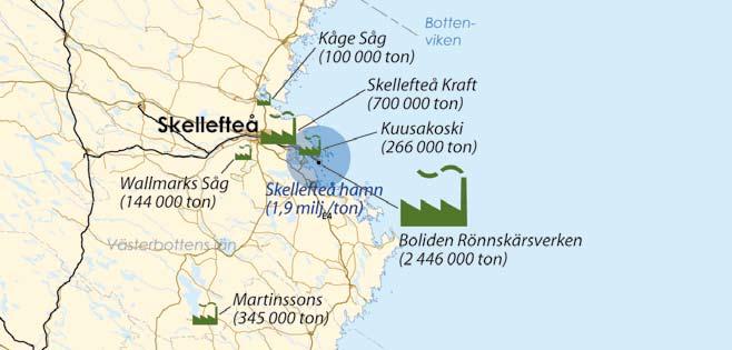 Nedanstående figurer visar större godsgenererande verksamheter respektive godsflöden till och från Skellefteå kommun.