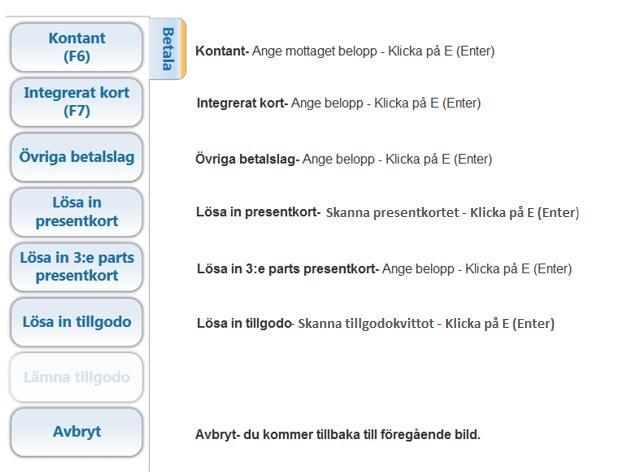 Försäljningsbild- välja betalslag Det går att använda flera