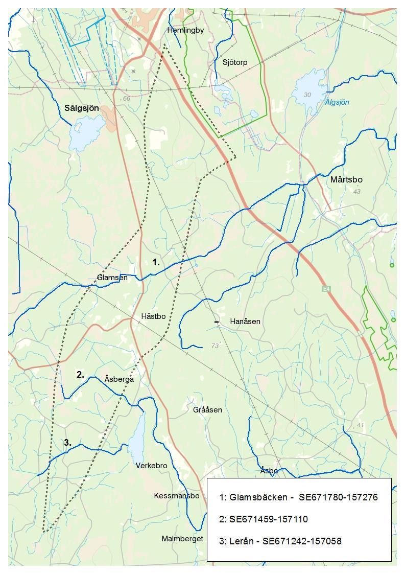 Figur 7 Vattenförekomster inom
