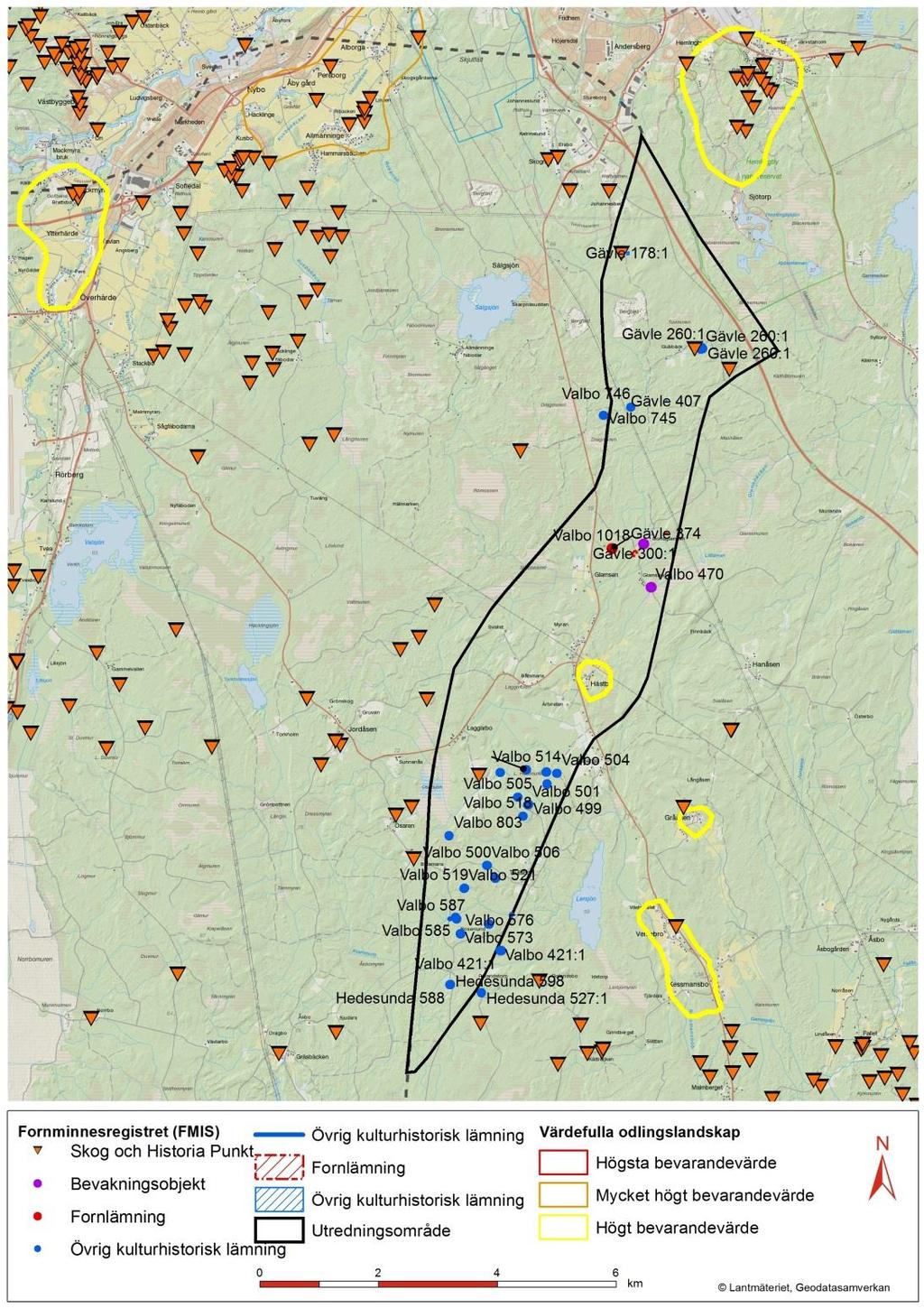 5.9.2. Skog och historia I Skogsstyrelsens Skogens pärlor finns fyra stycken objekt registrerade inom utredningsområdet, se figur 11.