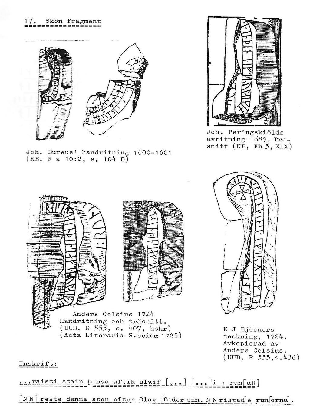 M 17, Skön kyrka, 3 fragment, försvunna.