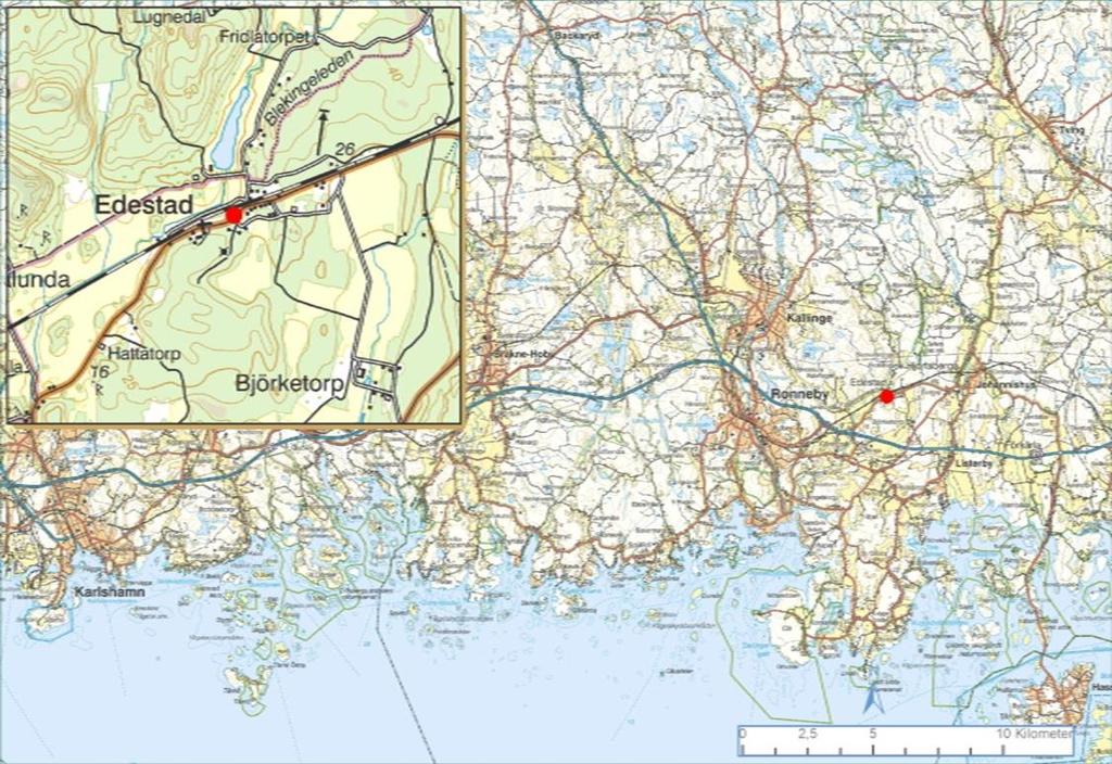 Ronneby kommun, Edestad socken och undersökningsområdet