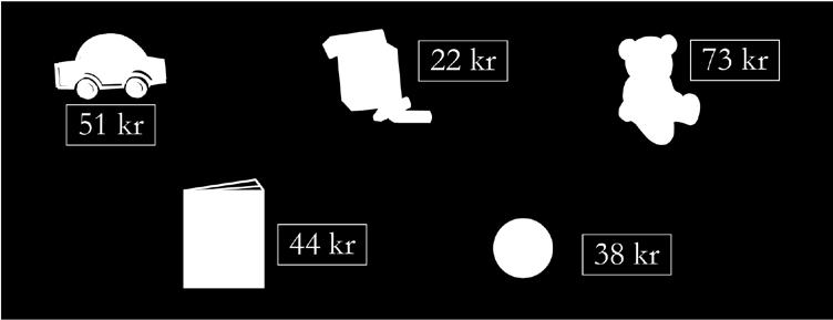 8. Visa med en skriftlig räknemetod hur du löser uppgiften och skriv svar. 54 + 32 = 6. Du köper bilen och bollen. Vad kostar de tillsammans? Visa hur du löser uppgiften.