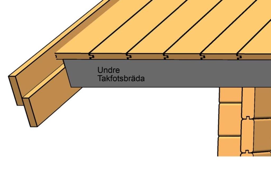 Förskjut vindbrädan ca 7-8cm uppåt. Förskjutningen kan väljas efter egen smak, eller beroende på kommande takbeklädnad.