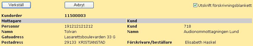 45 Uppe till höger är alltid Utskrift förskrivningsblankett ifyllt!