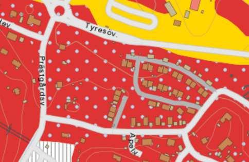 Översiktlig geoteknisk inventering sammanställd i PM Geoteknik Apelvägen Tyresö, av ÅF, daterat 2016-04-26. 4 Mark- och jordlagerförhållanden 4.