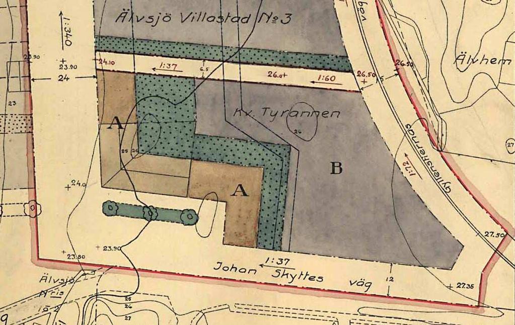 Sida 5 (14) Gällande plan, Pl 393, med planområde för den föreslagna planen inom den röda figuren.