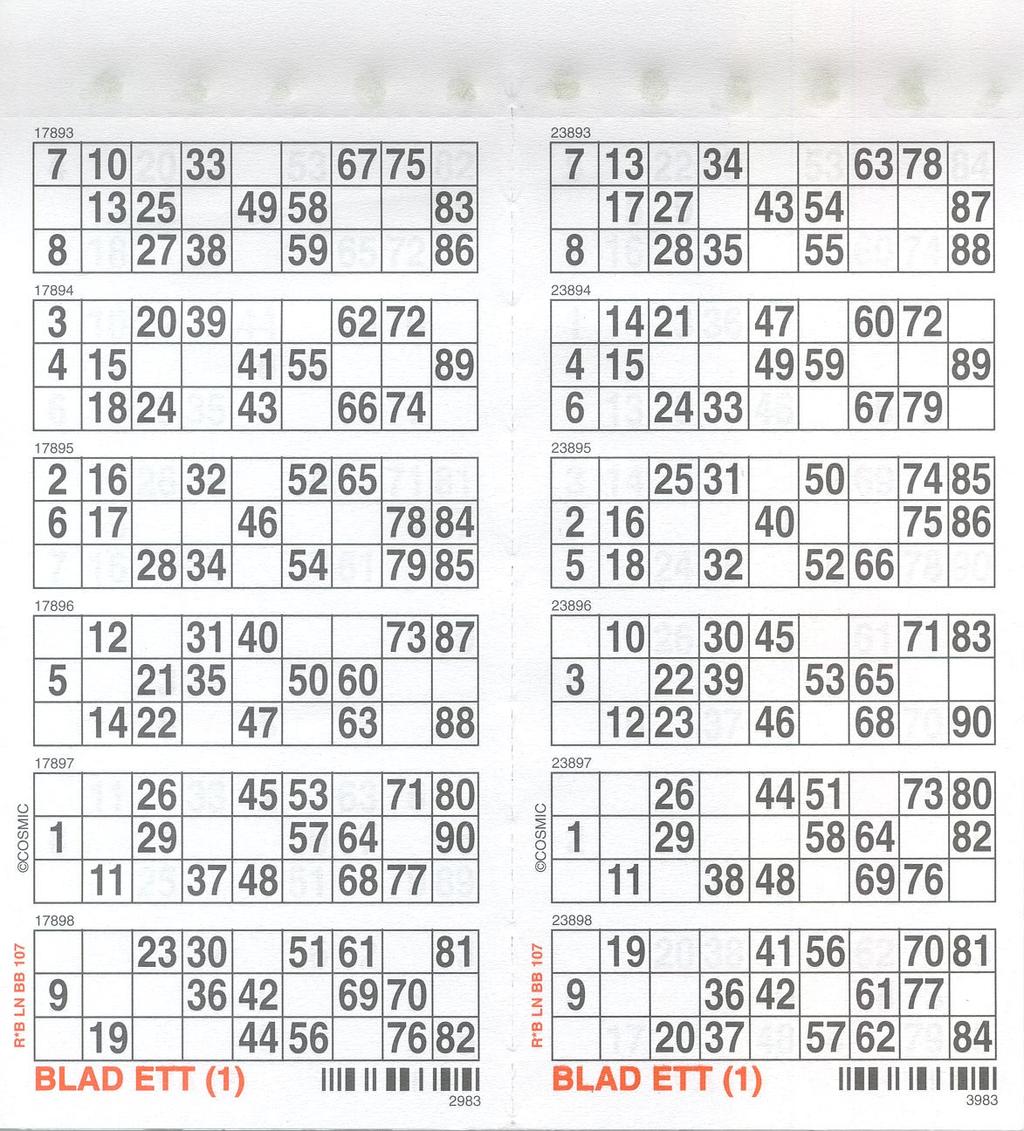 BINGOKUPONGER Solabongen 1, 8, 10 och 12 blad Solabongen är en kupong med mycket hög papperskvalitet och tydligt tryckta siffror.