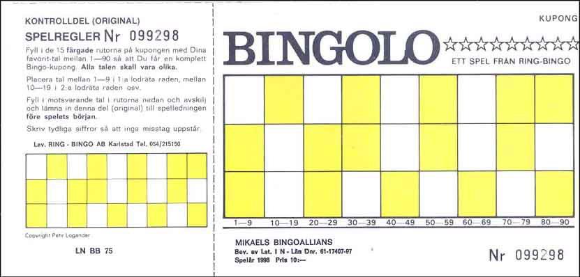 Maxi-Sexan Maxi-Sexan är en bricka numrerad 1-90. Kupongen säljs i förpackningar om 1.000st.