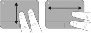 Så här startar du och stänger av gesterna: 1. Välj Start > Kontrollpanelen > Maskinvara och ljud > Synaptics ClickPad. 2. Aktivera en gest genom att markera kryssrutan bredvid gesten.