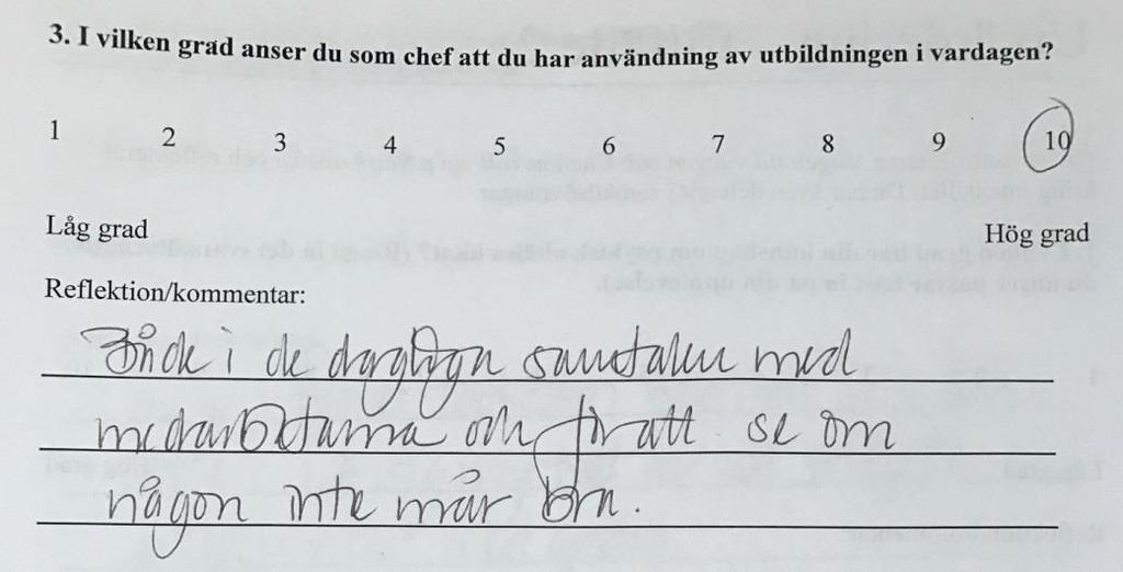 Högaktuellt och viktigt! Detta bör vara obligatoriskt för alla chefer Nyttig och klok satsning, med möjlighet även till kollegialt lärande Viktigt ämne att tänka på och alltid ha med sig.