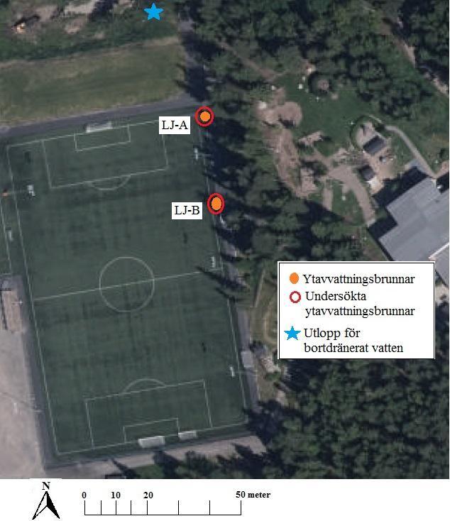 6. Resultat Undersökningen av ytavvattningsbrunnarna visar på kvantiteter av granulat och visar på hur migration via dräneringssystemet sker vid de olika konstgräsplanerna.