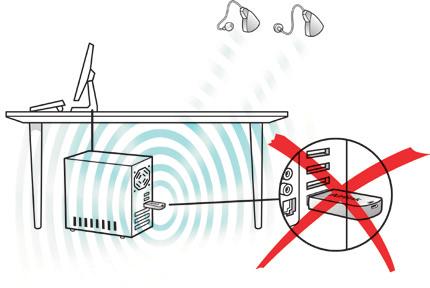 Vid anpassning av hörapparater i ett mätrum bör Airlink placeras inne i eller nära mätrummet.