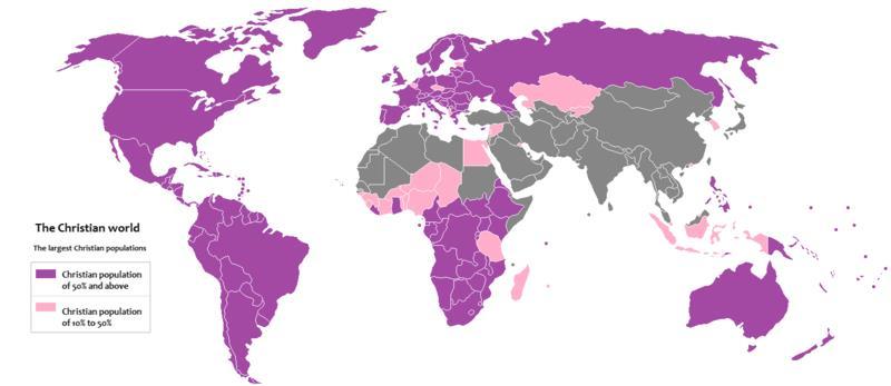 I länderna som lyser lila är mer än 50 % av