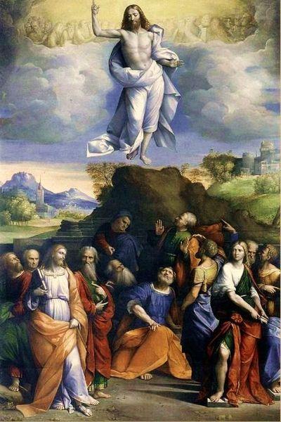 Bilden: Jesus lämnar lärjungarna och far upp till himlen Efter sin uppståndelse från de döda stannade Jesus en tid hos lärjungarna
