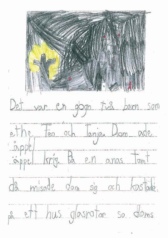Avstämning A SKRIVA Elevtext 1 Alfred, svenska Det var en gogn två barn som ethe Teo och Tanja. Dom ade åppel äppel krig.