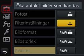 Grunder Ställa in menyn Du kan använda menyn för att ställa in kamera- och bildtagningsfunktioner, använda visningsfunktioner och utföra andra åtgärder.