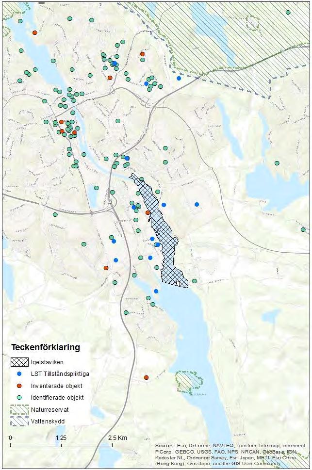 Figur 52 Redovisning över Igelstaviken och närliggande objekt.