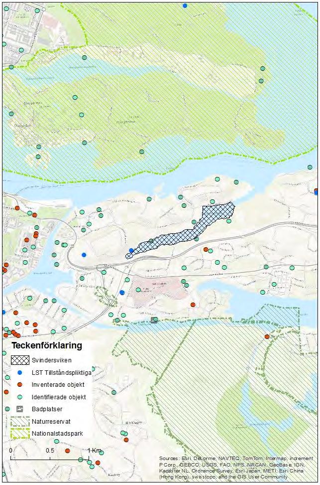 Figur 16 Redovisning över Svindersviken och närliggande objekt.