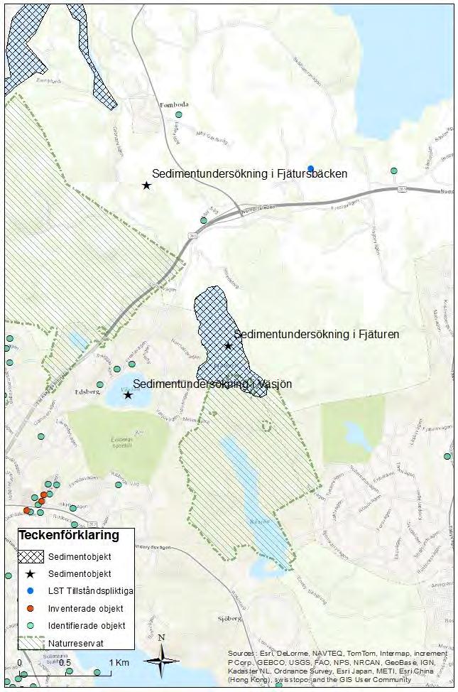Figur 30 Fjäturen inkl. närliggande objekt och skyddsvärden.