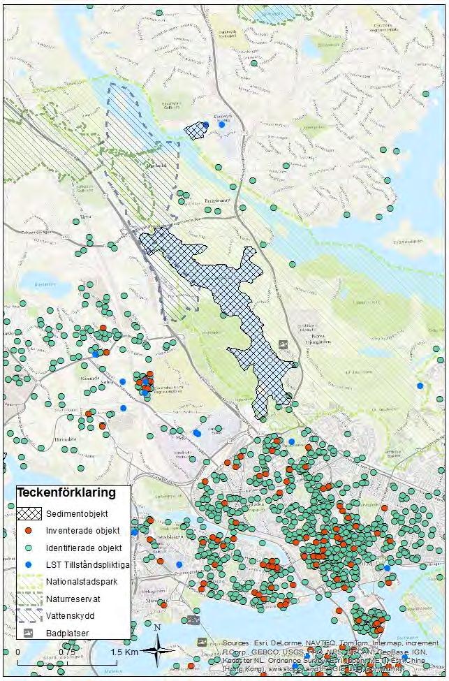 Figur 35 Redovisning över Brunnsviken och närliggande objekt.