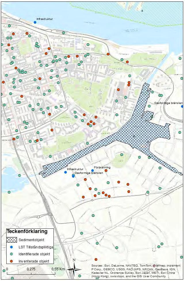 Figur 39 Redovisning över Hammarby sjö och närliggande objekt.
