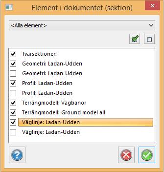 Vid export till DXF/DWG får man ange lager för trianglar, linjer och punkter. Linjer och punkter är optioner och behöver inte vara med.