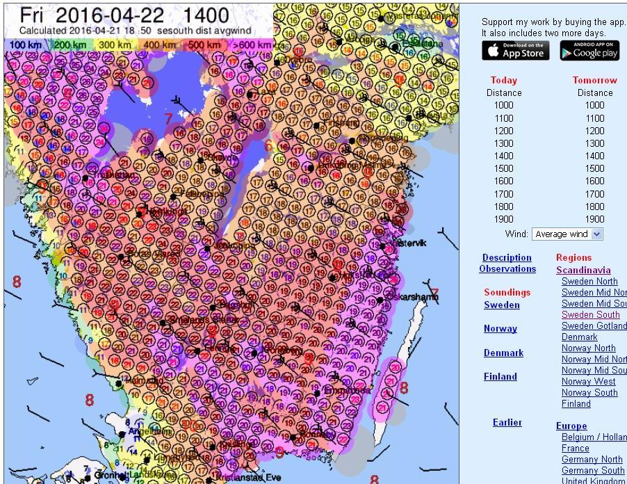 RASP - Dagsdistans App: Soaring Weather Europe (Stefan