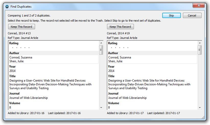 References Välj Find Duplicates