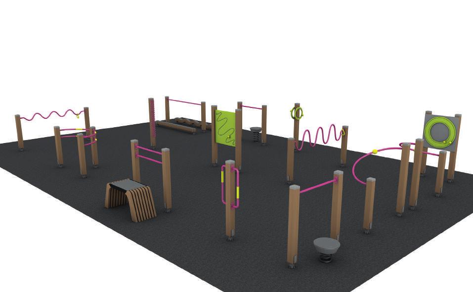 081520M PARK FÖR AKTIVT ÅLDRANDE L Storlek 9 x 14 m. Övningarna syftar till att upprätthålla och förbättra muskelspänst, balans och motorik.