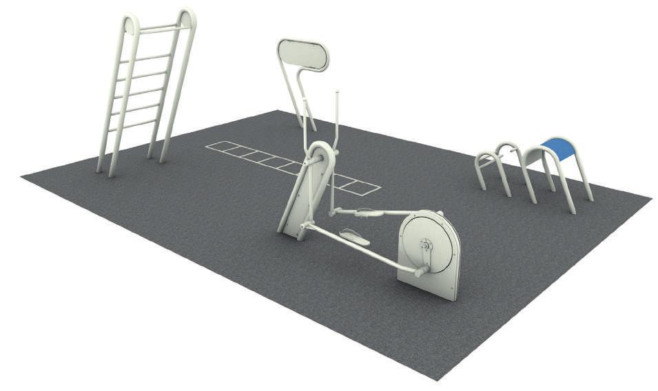 2 4 GYM 3 1 081100 GYM PARK S Storlek 5,5 m x 7,5 m Mångsidig utrustning för intensiv funktionell träning.