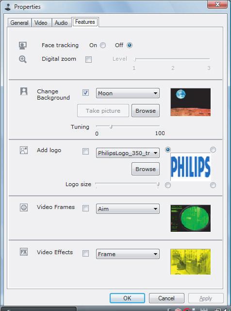 (videoeffekter) Om funktionerna är aktiverade avaktiverar du dem genom att avmarkera kryssrutorna. 9.3 När jag använder min Philips WebCam går min stationära/ bärbara dator långsamt. Vad ska jag göra?