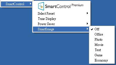 3. Bildoptimering Context Menu (Kontextmenyn) har fyra poster: SmartControl Premium - när det valts visas fönstret Om.