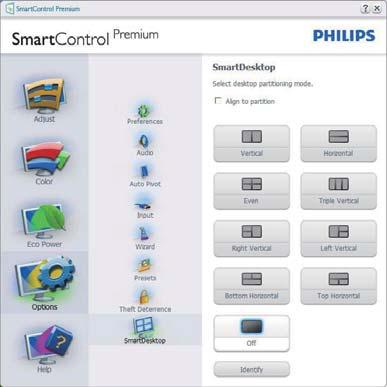 3. Bildoptimering 3.4 SmartDesktop Guide SmartDesktop Installera SmartControl Premium och välj SmartDesktop i Options (Alternativ).