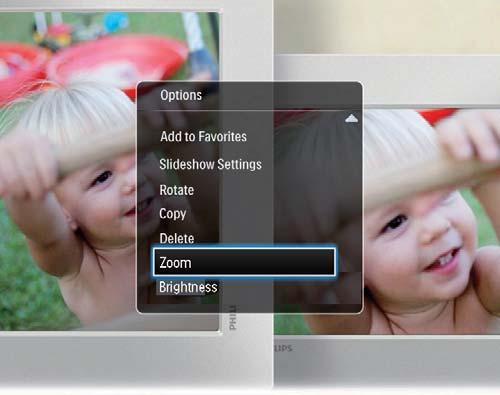 4 Rör styrspaken om du vill panorera fotot. 5 Tryck på MENU. 6 Välj [Crop and Save] och tryck sedan på OK.