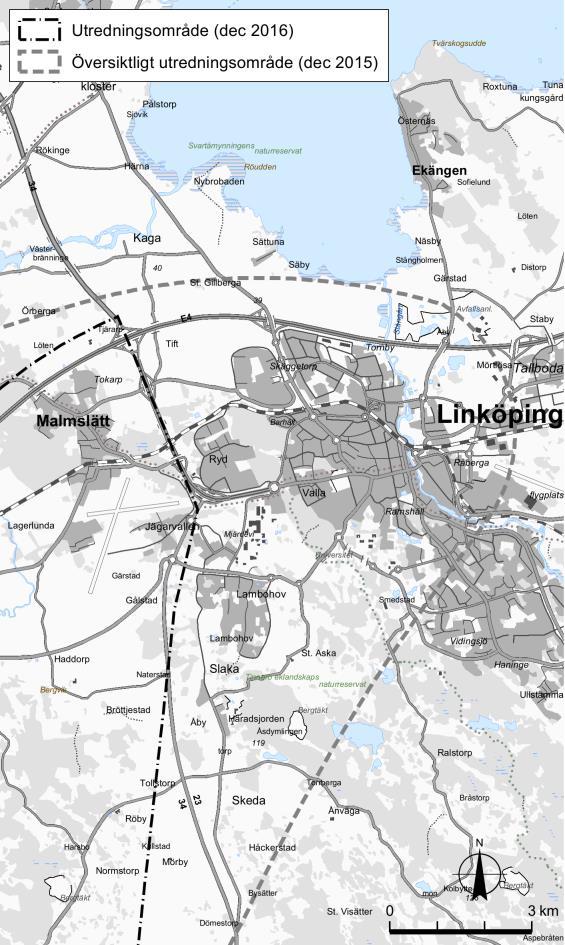 Dessa förutsättningar, tillsammans med förutsättningarna om en hastighet om 320 km/h, gav att sträckan mellan stationen i Linköping och stationen i Borås inte fick överstiga 203 km.